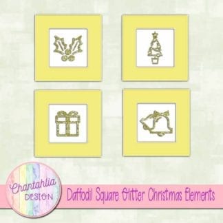 daffodil square glitter christmas elements