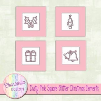 dusty pink square glitter christmas elements