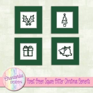 forest green square glitter christmas elements