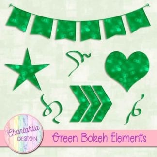 green bokeh design elements
