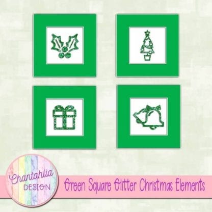 green square glitter christmas elements