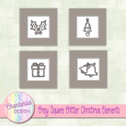 grey square glitter christmas elements