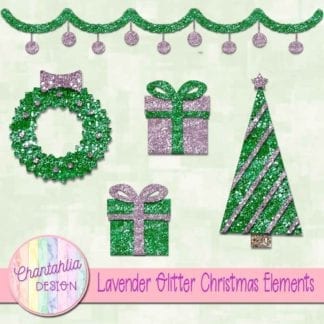 lavender glitter christmas elements