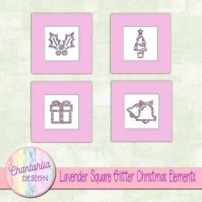 lavender square glitter christmas elements