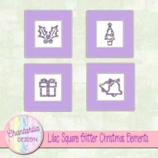 lilac square glitter christmas elements