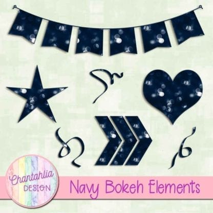 navy bokeh design elements