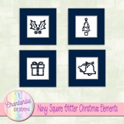 navy square glitter christmas elements