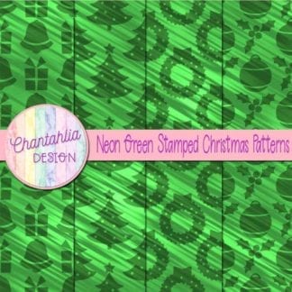 neon green stamped christmas patterns