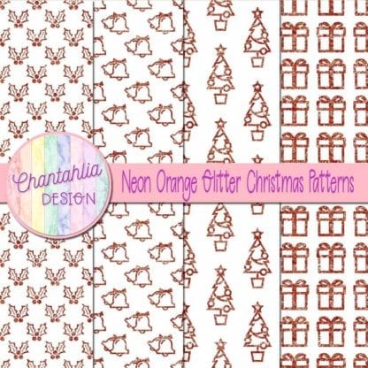 neon orange glitter christmas patterns