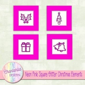 neon pink square glitter christmas elements