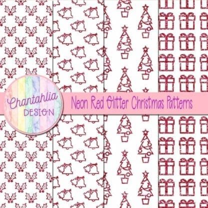 neon red glitter christmas patterns