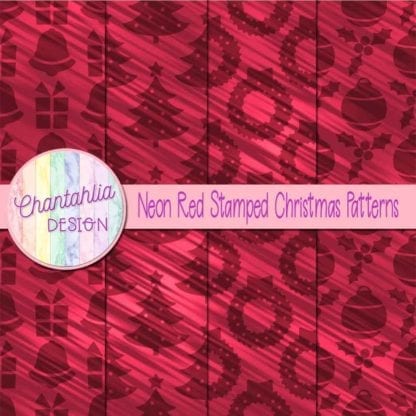 neon red stamped christmas patterns