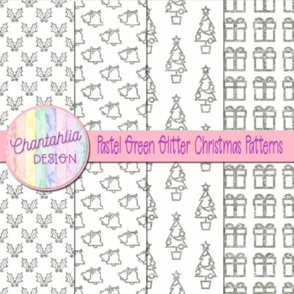 pastel green glitter christmas patterns