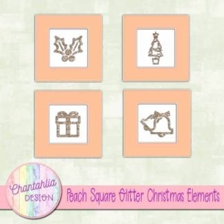 peach square glitter christmas elements