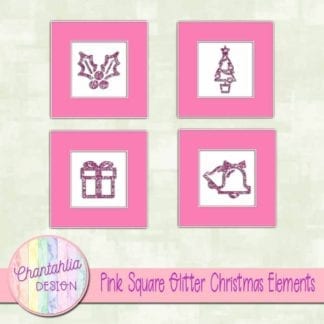 pink square glitter christmas elements