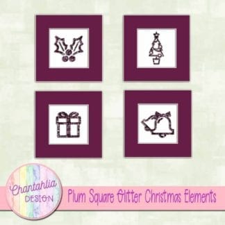 plum square glitter christmas elements