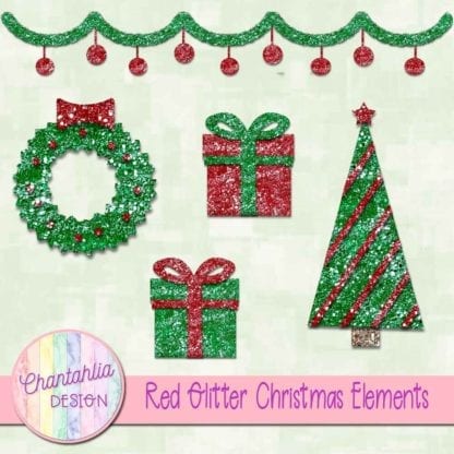 red glitter christmas elements