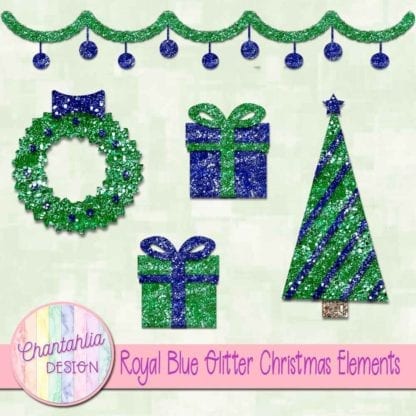 royal blue glitter christmas elements