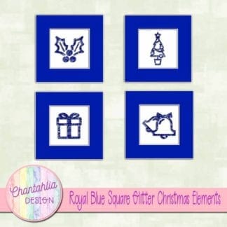 royal blue square glitter christmas elements
