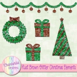 rust brown glitter christmas elements