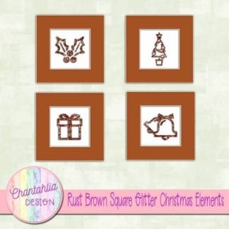 rust brown square glitter christmas elements