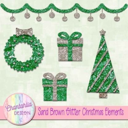 sand brown glitter christmas elements
