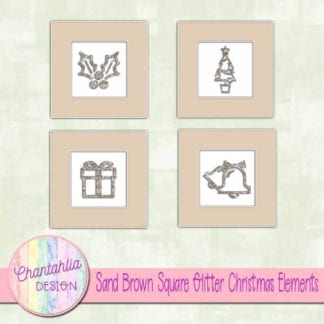 sand brown square glitter christmas elements