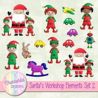 Free santa's workshop clip art elements