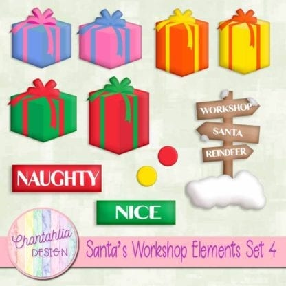 free santa's workshop scrapbooking elements