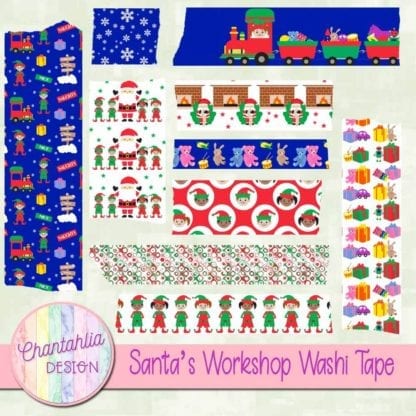 free santa's workshop scrapbook washi tape