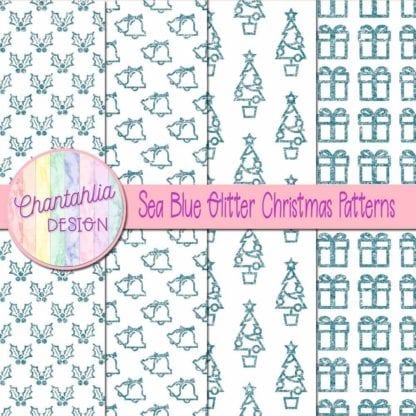 sea blue glitter christmas patterns