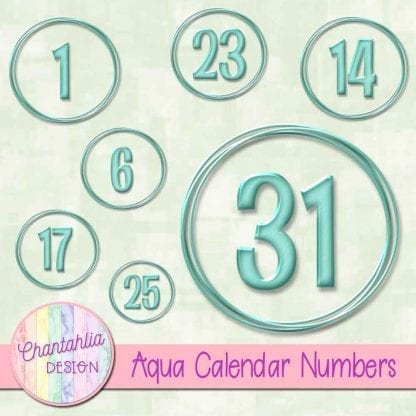 aqua calendar numbers design elements