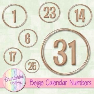 beige calendar numbers design elements