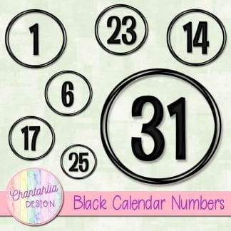 black calendar numbers design elements