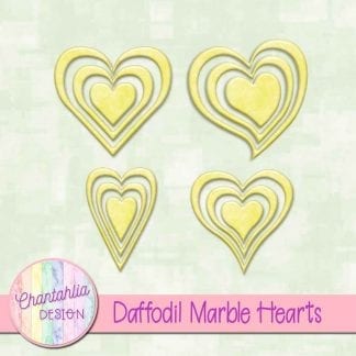 free daffodil marble hearts scrapbook elements