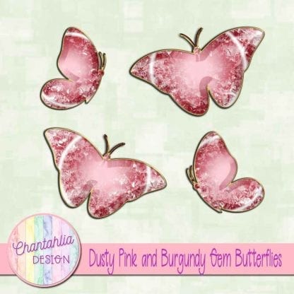 Free butterflies in a pink and burgundy gem style
