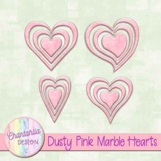 free dusty pink marble hearts scrapbook elements