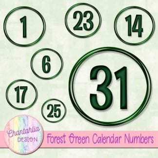 forest green calendar numbers design elements