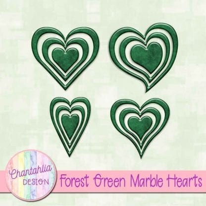 free forest green marble hearts scrapbook elements