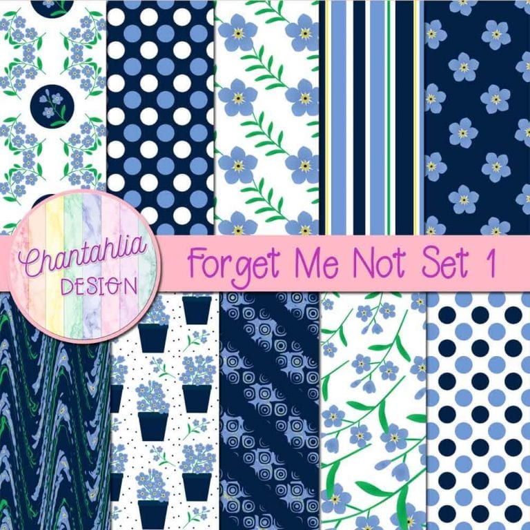 Free Forget Me Not Digital Papers for Digital Scrapbooking and More