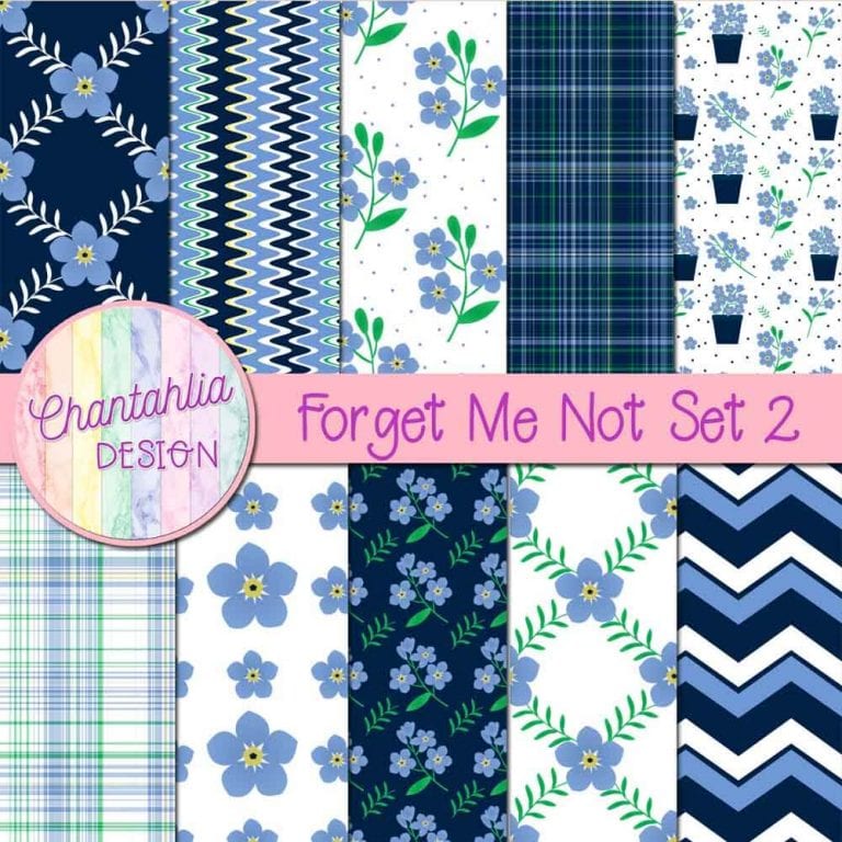 Free Forget Me Not Digital Papers for Digital Scrapbooking and More