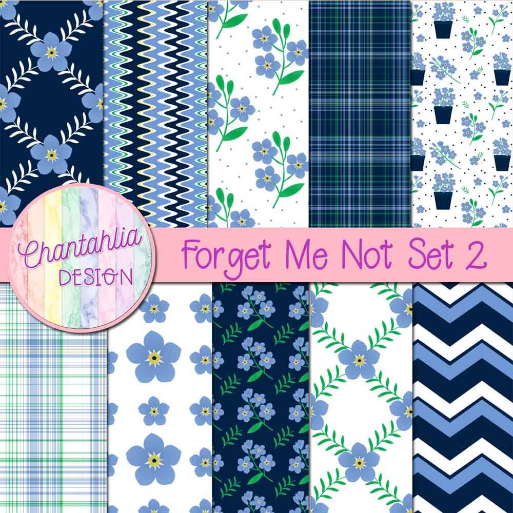 free forget me not digital papers