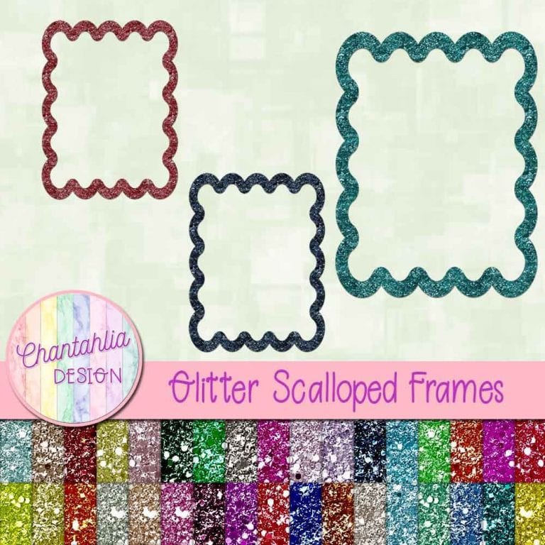 Free Scalloped Glitter Frames for Digital Scrapbooking and other crafts