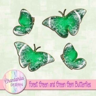 Free butterflies in a green gem style