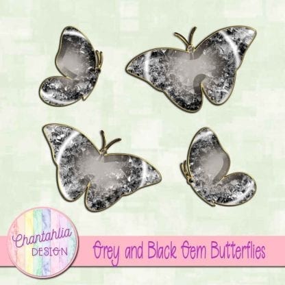 Free butterflies in a grey and black gem style