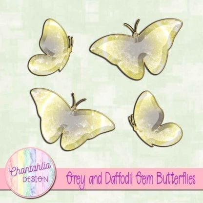 Free butterflies in a grey and daffodil gem style