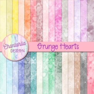 Free digital papers with grunge hearts designs