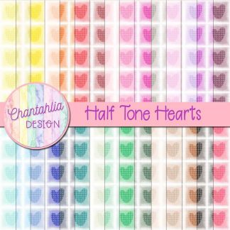 Free digital papers with half tone heart designs