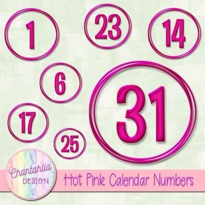 hot pink calendar numbers design elements