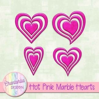 free hot pink marble hearts scrapbook elements